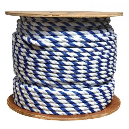 Kemp Usa Premium 600' Of Polypropylene Rope, 3/8" - Royal Blue/White 10-234-ROY/WHT-3/8